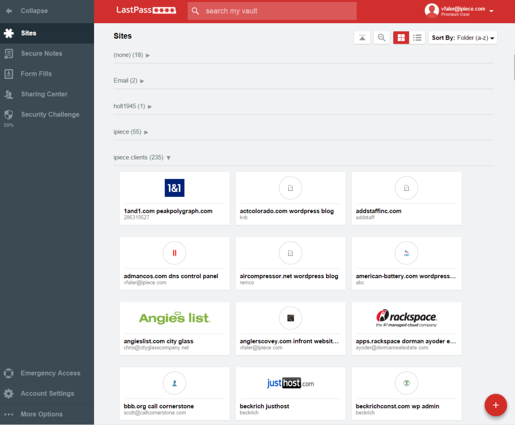 Interface de um LastPass Interface de um LastPass
