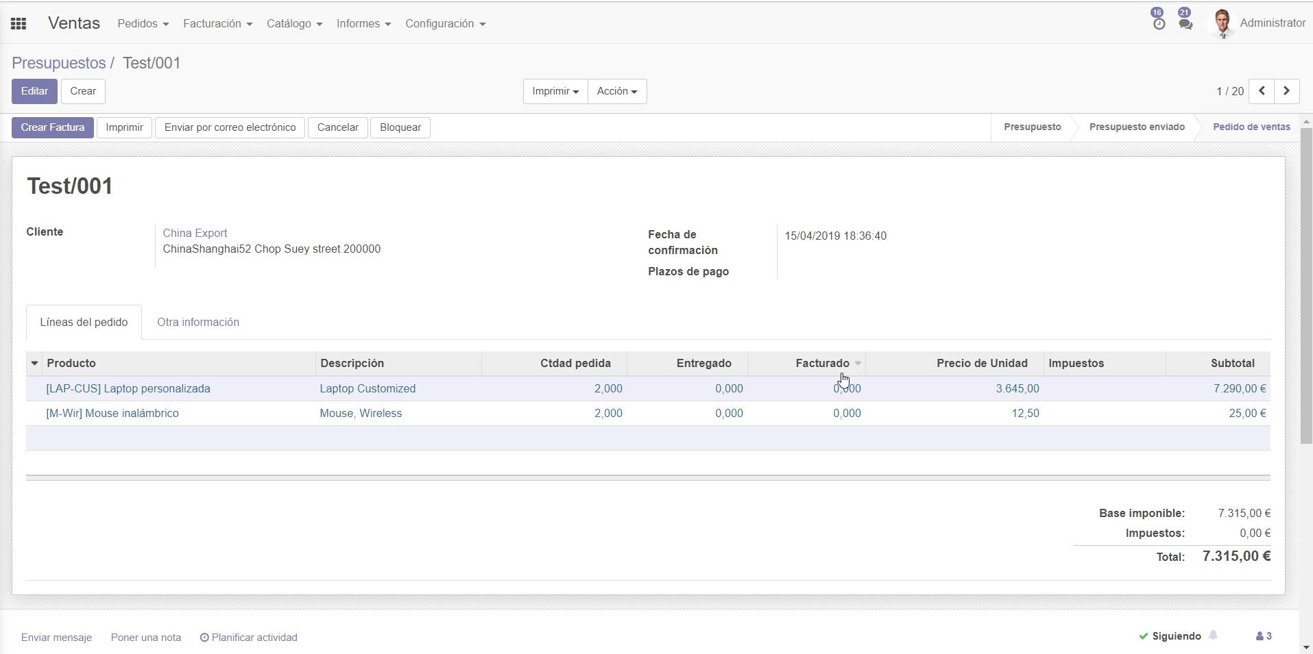 Odoo CRM-Facturación con un solo click desde presupuesto Odoo Odoo CRM-Facturación con un solo click desde presupuesto Odoo