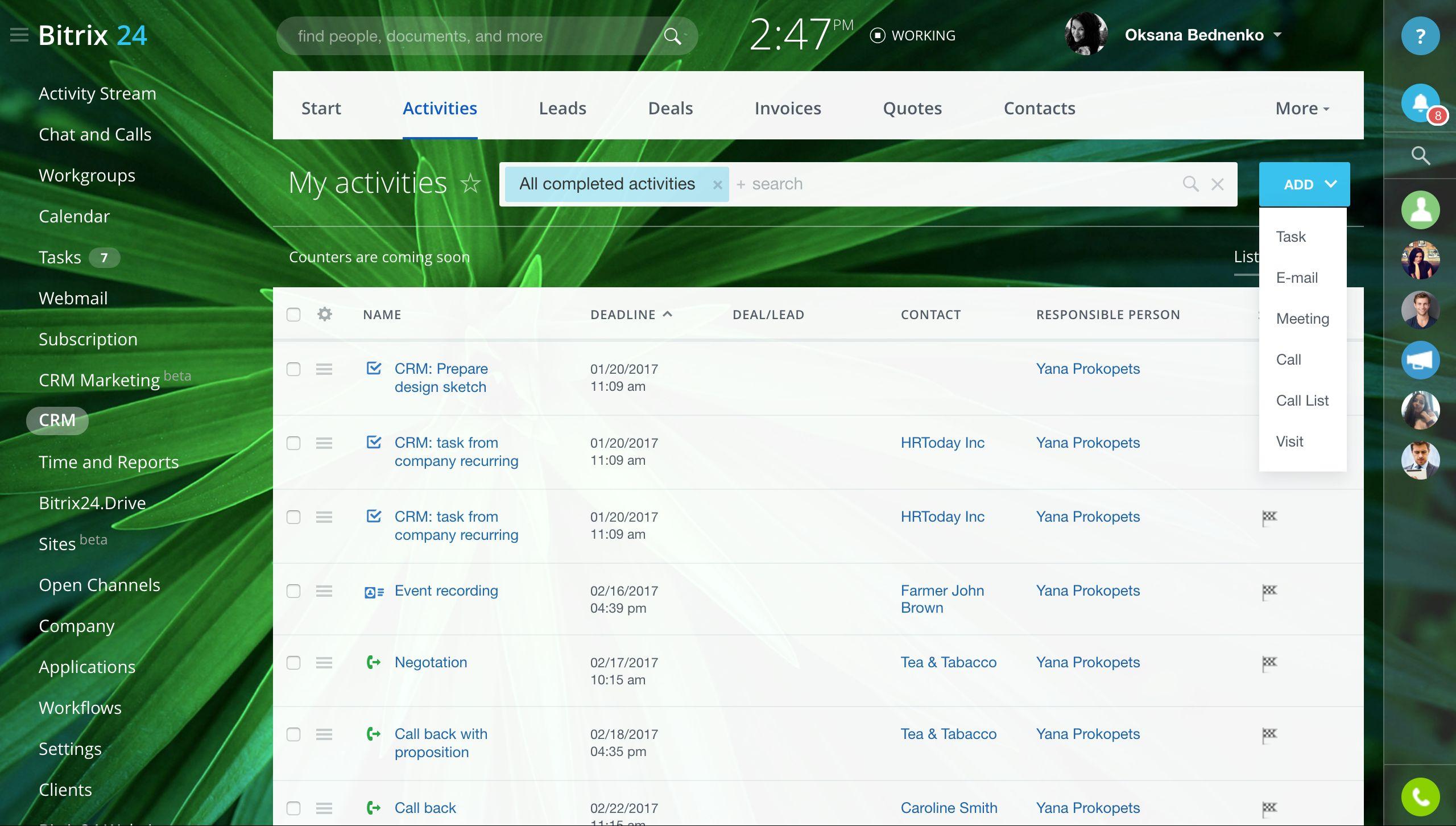 Atividades CRM Atividades CRM