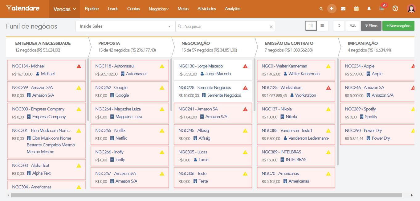 Funil de Vendas no Atendare
Entenda em tempo real as oportunidades da sua empresa Funil de Vendas no Atendare
Entenda em tempo real as oportunidades da sua empresa