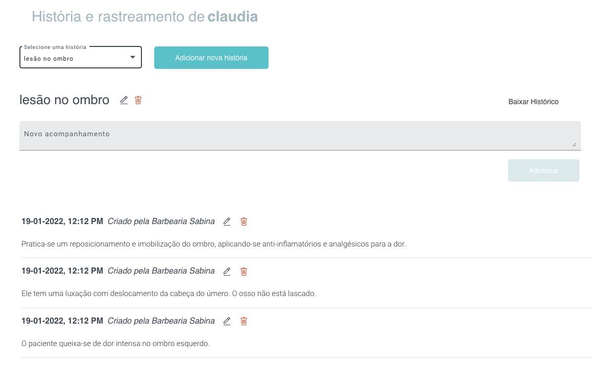 Bookitit - Gerenciamento do histórico de rastreamento do cliente