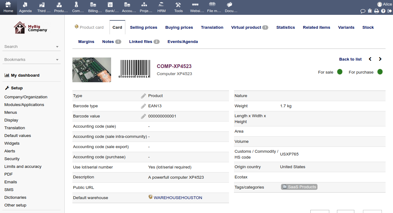 Dolibarr ERP CRM - Captura de tela 8